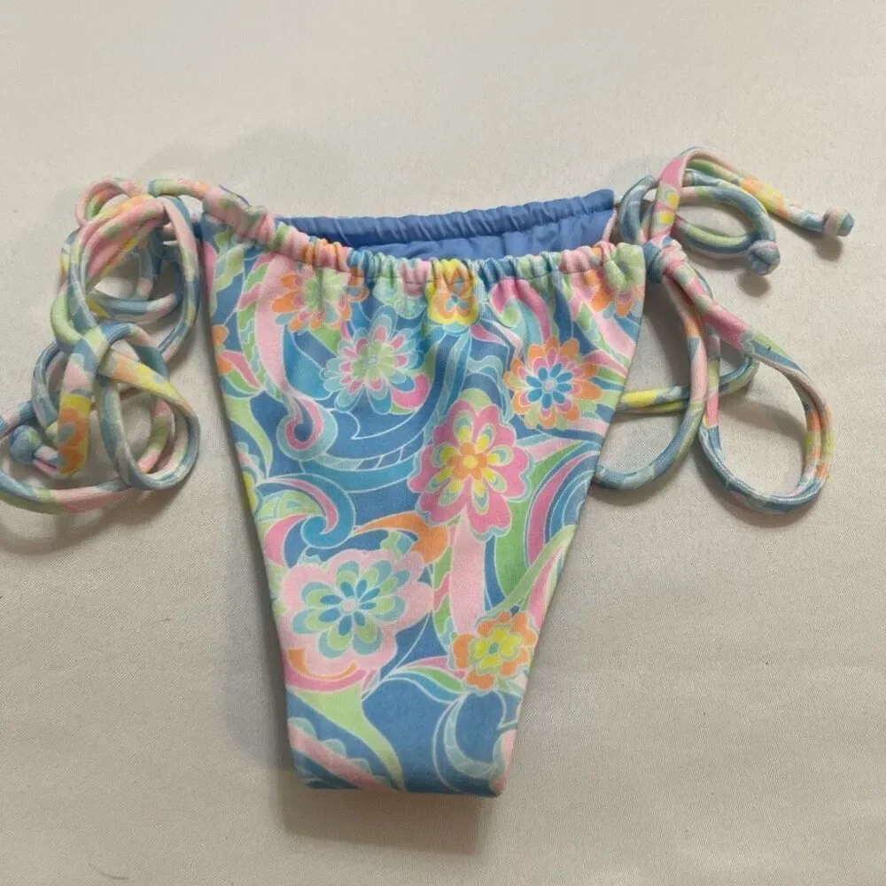 NWOT Frankies Bikinis Tia Terry Sunshower String Bikini Bottom Size Large New